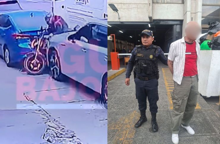 Camioneta embiste violentamente a motorista en zona 9 capitalina
