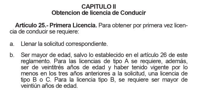 primera licencia tipo A
