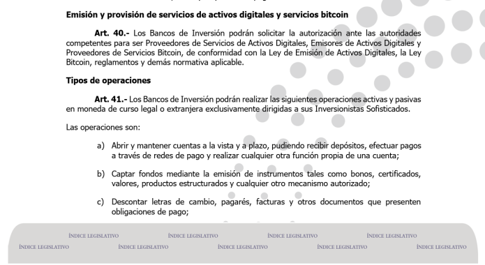 decreto bancos de inversión