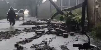 Colapso de muro de contención en Villa Nueva. Foto La Hora: Captura de pantalla