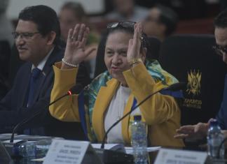 Consuelo Porras, Fiscal General del Ministerio Público, en la Comisión de Finanzas del Congreso. Foto La Hora: Fabricio Alonzo