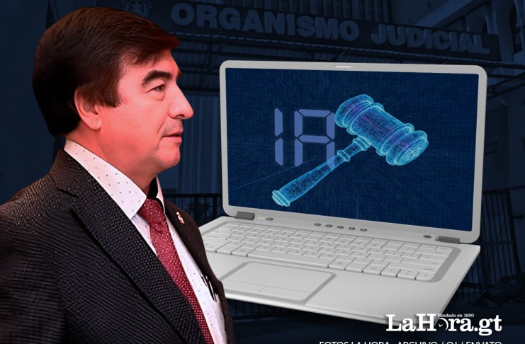 El Organismo Judicial, de Teódulo Cifuentes, compró una inteligencia artificial para “agilizar” el análisis de amparos. Diseño: La Hora / Alejandro Ramírez.