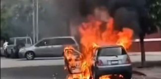 Vehículo se incendia en la zona 3 capitalina