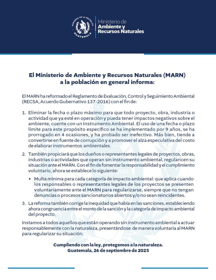 MARN comunicado licencias