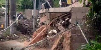 Deslave ocurrido en el kilómetro 8.7, subida a Muxbal, aldea Nueva Concepción, Santa Catarina Pinula. Foto: La Hora.