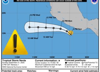 El Insivumeh informó que el sistema de baja presión se convirtió en la tormenta tropical Narda.