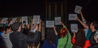Periodistas en Guatemala el pasado 5 de mayo denunciaron al sistema de justicia guatemalteco de criminalizar a la prensa. Foto La Hora: Daniel Ramírez.