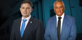 Alcalde de Santa Catarina Pinula, Sebastián Siero, y el homólogo de Nueva Santa Rosa. Arte La Hora: Francisco Altán