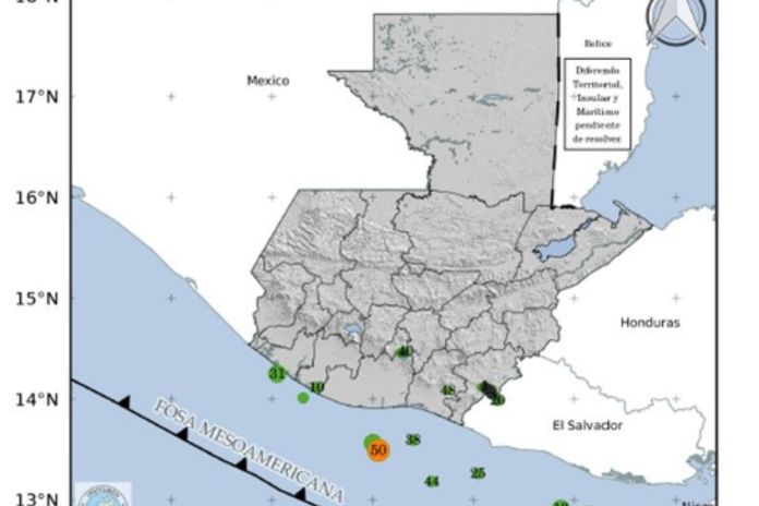 Mapa de sismos registrados en el territorio nacional. Foto La Hora: Insivumeh.