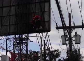 Trabajador resulta herido tras accidente eléctrico en estructura de publicidad.