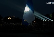 Te Deum, izada de la bandera, cañonazos y discurso en celebración de la Independencia Patria