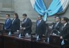 El presidente del Congreso, Nery Ramos, y la magistrada de la CSJ, Flor de María García Villatoro, participan en la sesión solemne por el 204 aniversario de la Independencia. Foto: La Hora / Fabricio Alonzo