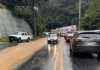 Fuertes lluvias provocan tráfico en Carretera a El Salvador.