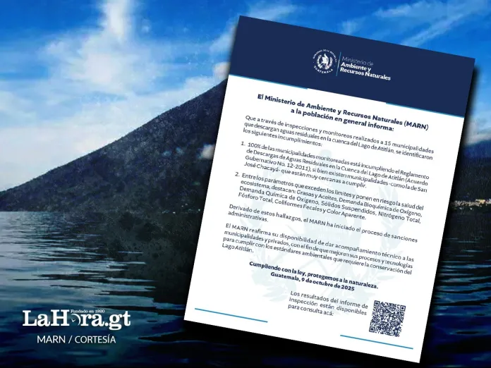 2d260157-8828-4be6-ac1a-2f9062c1860d MARN sancionará a 15 municipalidades por incumplimiento de reglamento de aguas residuales en el Lago de Atitlán.