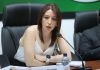 La diputada de la UNE, Teresita de León, asume como secretaría del partido de su mamá, Sandra Torres. Foto La Hora: Congreso.