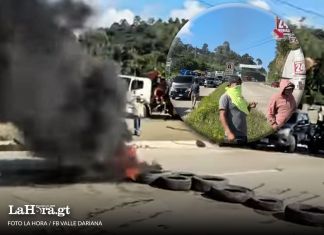 Bloqueo en San Antonio La Paz, El Progreso. Foto La Hora: Redes sociales