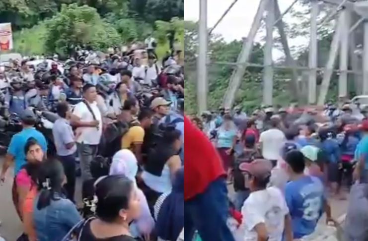 Bloqueo registrado en el puente Castillo Armas en San Sebastián, Retalhuleu. Foto La Hora: Captura de pantalla