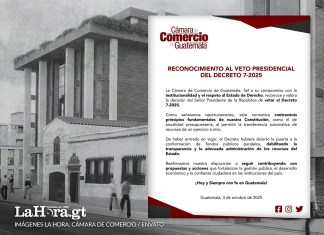Sector privado respala veto presidencial al Decreto 7-2025.