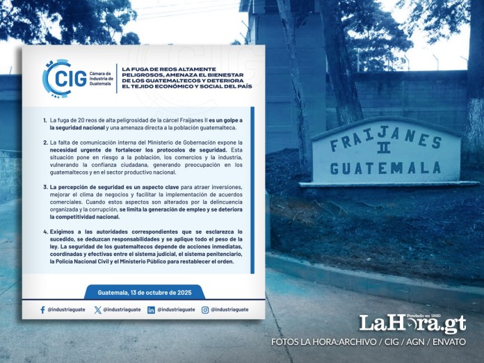 La CIG se pronuncia ante el escape de los 20 reos en Fraijanes II.
