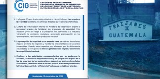 La CIG se pronuncia ante el escape de los 20 reos en Fraijanes II.