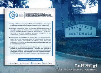 La CIG se pronuncia ante el escape de los 20 reos en Fraijanes II.