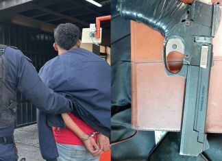 Presunto asaltante capturado con pistola de juguete en la zona 13 capitalina. Foto La Hora: PNC