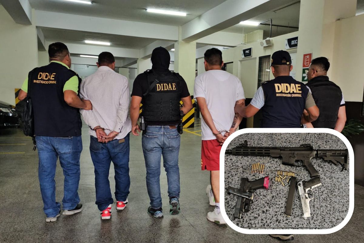 Capturan a tres hombres que presuntamente iban a negociar armas de fuego en el parqueo de un centro comercial de Villa Nueva