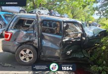 Múltiple colisión en ruta al Atlántico deja un fallecido y ocho heridos. Foto La Hora: Bomberos Municipales Departamentales.