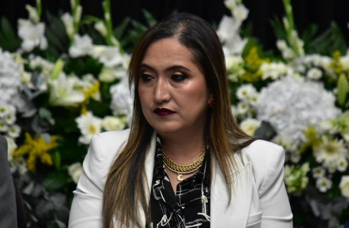 La magistrada de la Corte Suprema de Justicia y presidenta de la Cámara Civil, Claudia Paredes, en un evento esta mañana del 10 de octubre. Foto La Hora: Daniel Ramírez.
