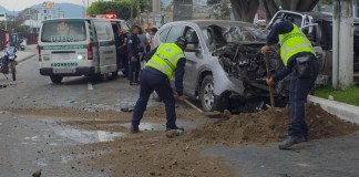 Colisión múltiple registrada en la 16 avenida y 3a. calle de la zona 4 de Villa Nueva. Foto La Hora: PMT de Villa Nueva.