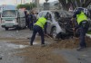 Colisión múltiple registrada en la 16 avenida y 3a. calle de la zona 4 de Villa Nueva. Foto La Hora: PMT de Villa Nueva.