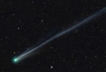 Imagen de la representación de la luz emitida por el cometa Lemmon. Foto La Hora: AP