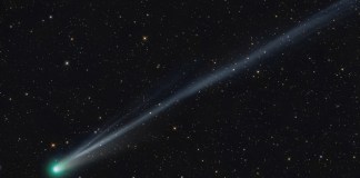 Imagen de la representación de la luz emitida por el cometa Lemmon. Foto La Hora: AP