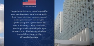 Comunicado de la Embajada de EE.UU. por aprobación de Ley Antipandillas. Arte La Hora: Alejandro Ramírez