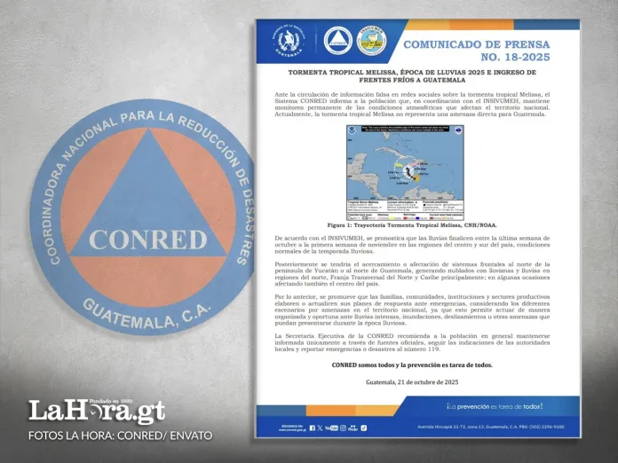 Conred Conred se pronuncia y aclara que la tormenta tropical Melissa no representa un peligro para Guatemala.