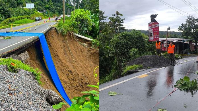 Socavón en Cito-Zarco Socavón en Cito-Zarco, km 194. Foto La Hora: Ministerio de Comunicaciones, Infraestructura y Vivienda (CIV) y Coordinadora Nacional para la Reducción de Desastres (Conred)