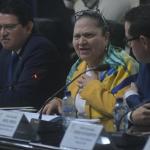 La fiscal general María Consuelo Porras durante la reunión por el presupuesto en el Congreso, el pasado 30 de septiembre. Foto La Hora: José Orozco.