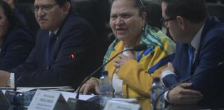 La fiscal general María Consuelo Porras durante la reunión por el presupuesto en el Congreso, el pasado 30 de septiembre. Foto La Hora: José Orozco.