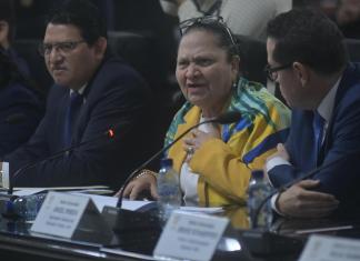 La fiscal general María Consuelo Porras durante la reunión por el presupuesto en el Congreso, el pasado 30 de septiembre. Foto La Hora: José Orozco.