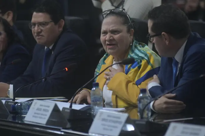 La fiscal general María Consuelo Porras durante la reunión por el presupuesto en el Congreso, el pasado 30 de septiembre. Foto La Hora: José Orozco.