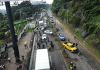 Derrumbe en el kilómetro 24 de la Carretera a El Salvador. Foto La Hora: Covial.