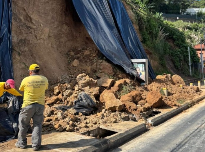 Kilómetro 8.5 de la ruta a Muxbal. Foto La Hora: Municipalidad de Santa Catarina Pinula.