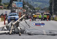 Tránsito complicado en San Lucas Sacatepéquez. Foto La Hora: El Grafico GT.
