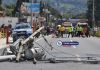 Tránsito complicado en San Lucas Sacatepéquez. Foto La Hora: El Grafico GT.