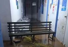 Emergencia por lluvia registrada en el Puesto de Salud de Cuyotenango. Foto La Hora: Conred