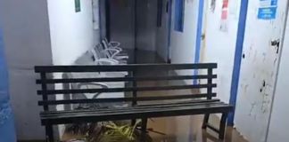 Emergencia por lluvia registrada en el Puesto de Salud de Cuyotenango. Foto La Hora: Conred