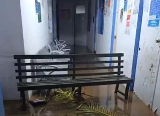 Emergencia por lluvia registrada en el Puesto de Salud de Cuyotenango. Foto La Hora: Conred