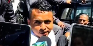 Franklin Argueta luego de la sentencia condenatoria en Retalhuleu. Foto La Hora: Canal Noti Retalteco