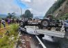 Fuerte colisión en el kilómetro 97 de la carretera Interamericana. Foto La Hora: ASONBOMD