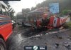 Colisión entre bus extraurbano y vehículo sedán deja 10 heridos Accidente en el kilómetro 34.8